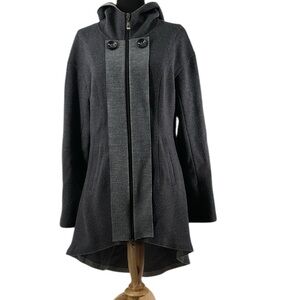 Cop Copine wool coat hooded lagen look eccentric minimalist sz M